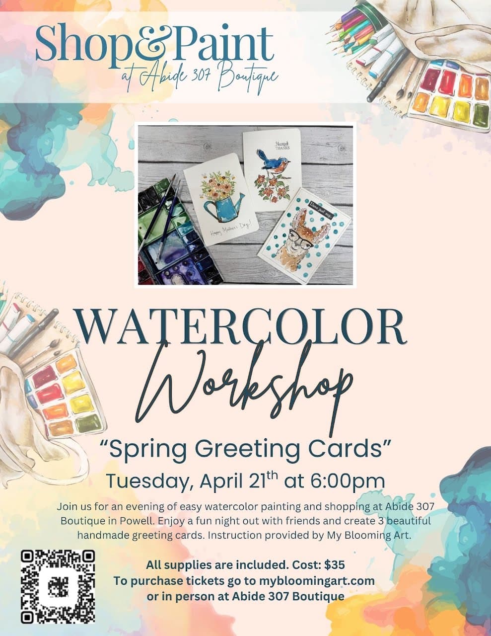 Shop & Paint Watercolor Workshop: Spring Greeting Cards